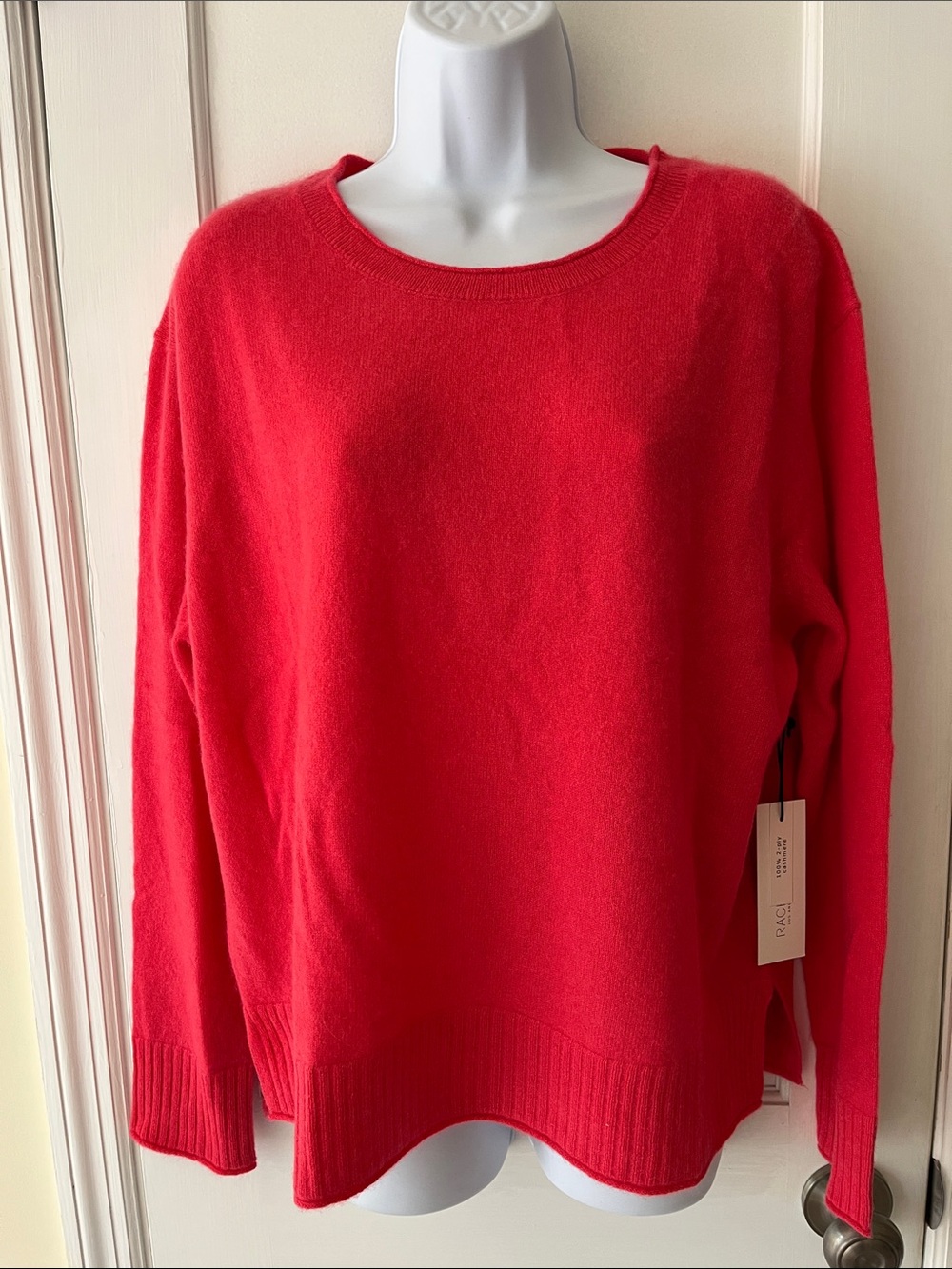 NWT Rachel Zoe 100% Cashmere 2 Ply Pullover Tunic Sweater Women’s XL Preppy